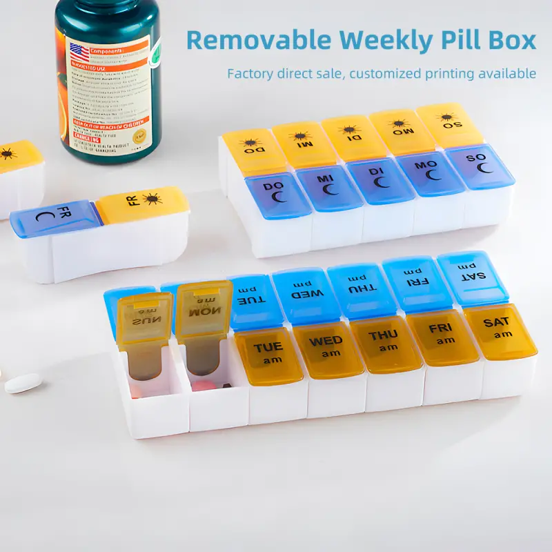 14 Compartment Weekly Removable Pill Box BS0034J (1) 14 Compartment Weekly Removable Pill Box BS0034J (1)