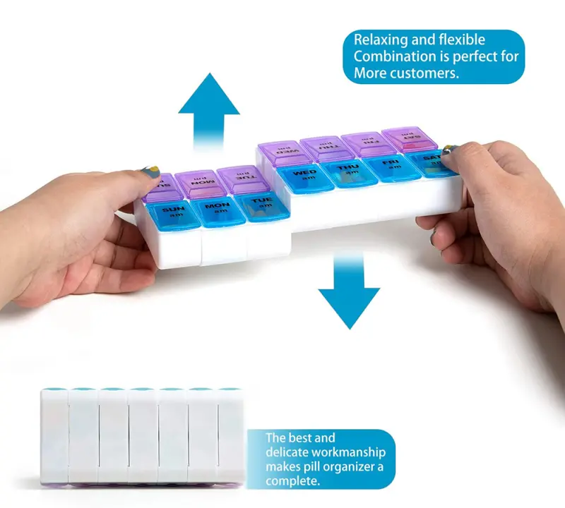 14 Compartment Weekly Removable Pill Box BS0034J (4) 14 Compartment Weekly Removable Pill Box BS0034J (4)