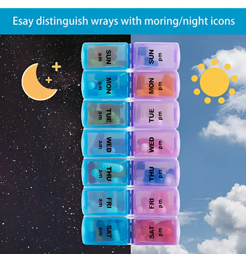 14 Compartment Weekly Removable Pill Box BS0034J (7) 14 Compartment Weekly Removable Pill Box BS0034J (7)
