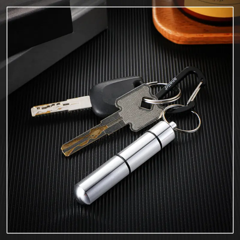 Adjustable 3 Compartment Aluminum Pill Box with Keychain (5)