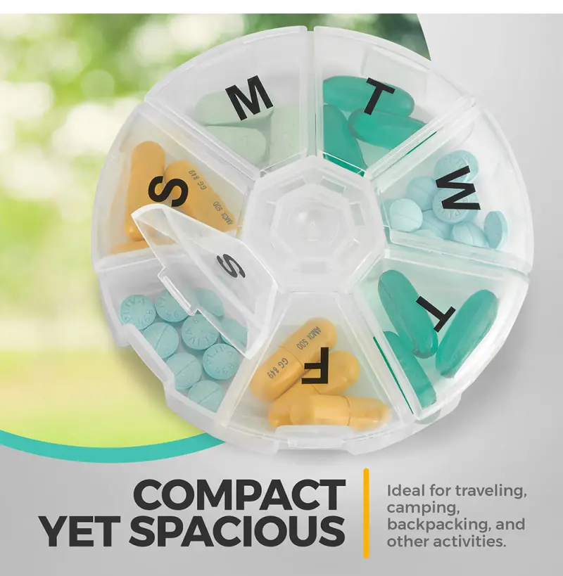 Weekly Portable Round Pill Case (5) Weekly Portable Round Pill Case (5)