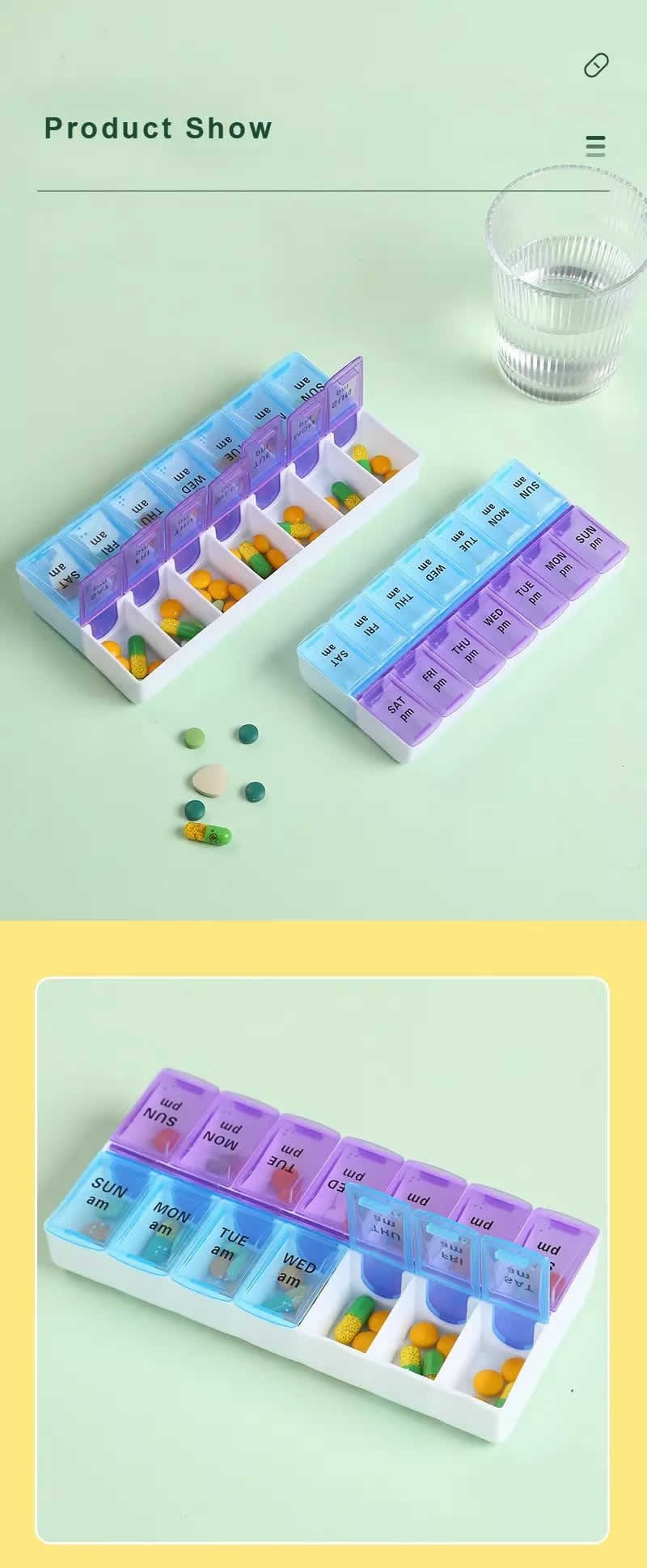 am pm weekly pill box product display 3 am pm weekly pill box product display 3