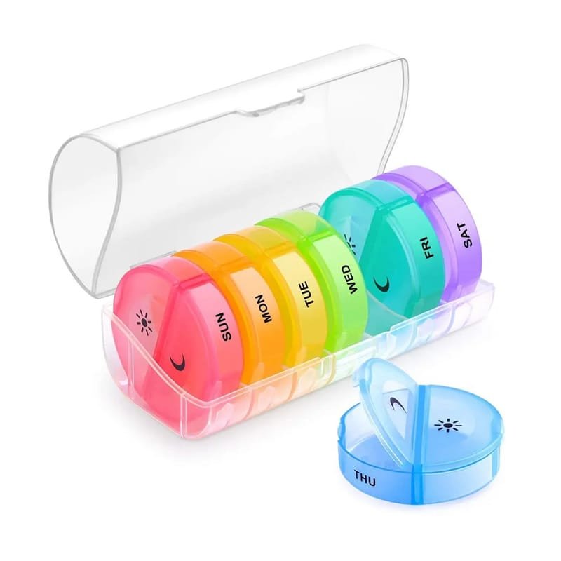 am pm weekly round pill box 2