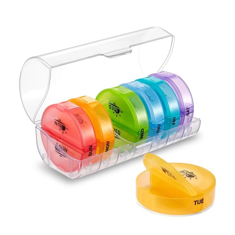 am pm weekly round pill box 3