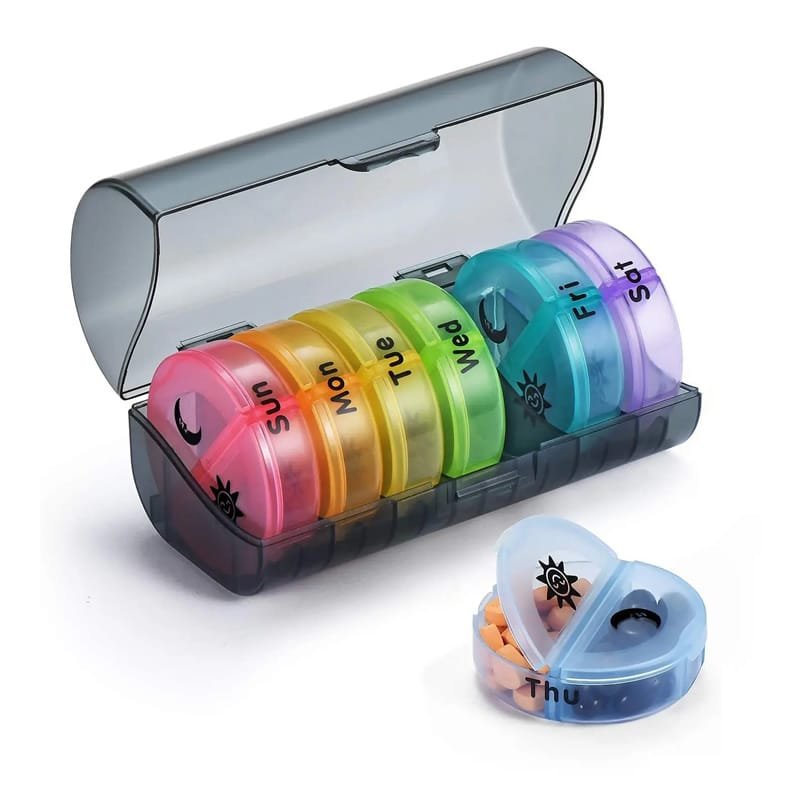 am pm weekly round pill box 4