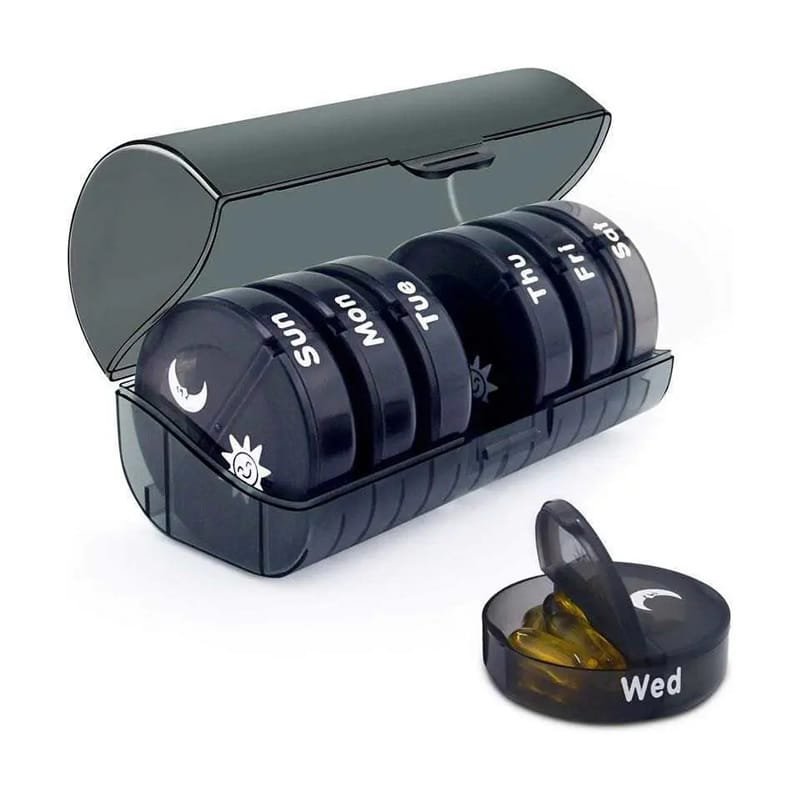 am pm weekly round pill box 5