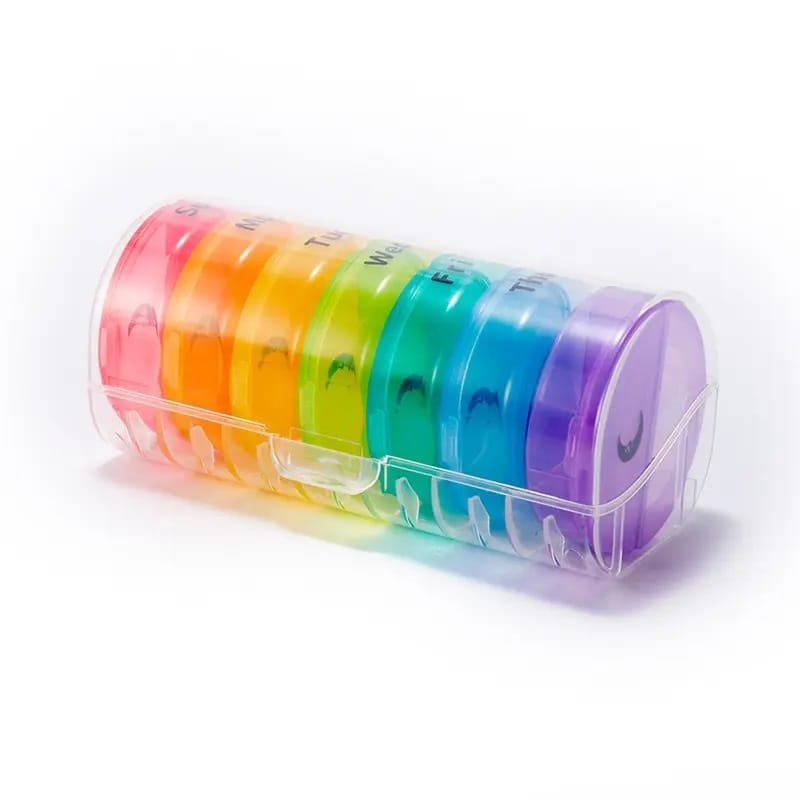 am pm weekly round pill box 7
