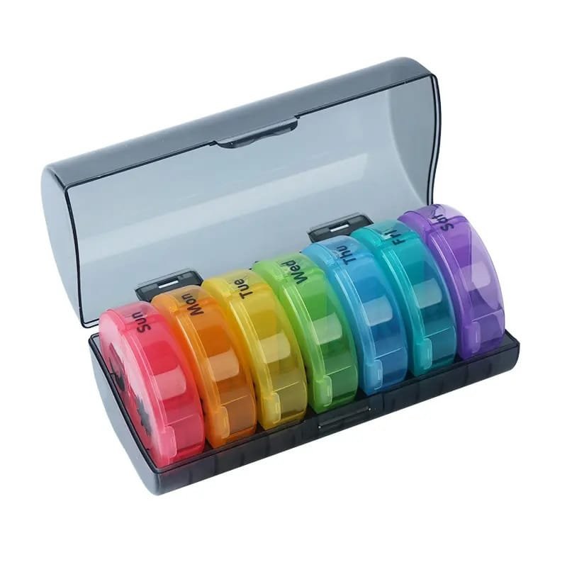 am pm weekly round pill box 8
