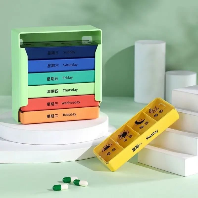 portable weekly pill box stackable 3