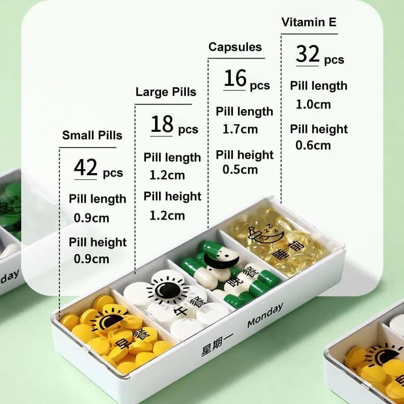 portable weekly pill box stackable 4