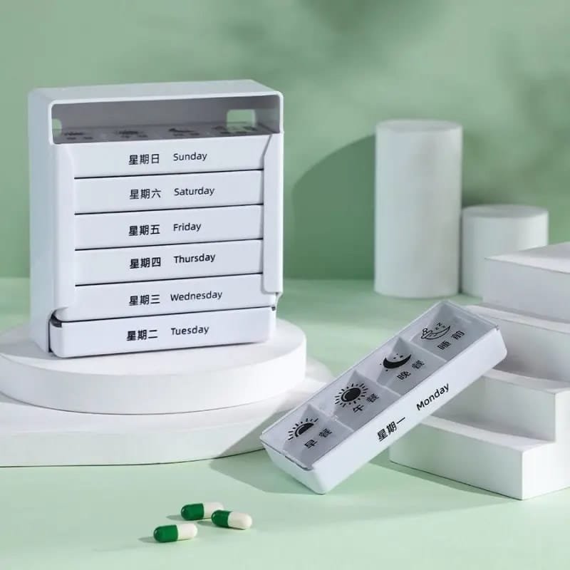 portable weekly pill box stackable 6