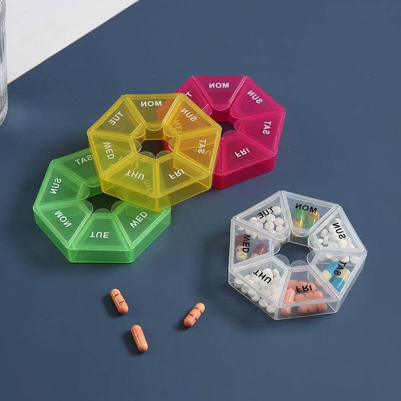 weekly heptagonal pill box 3
