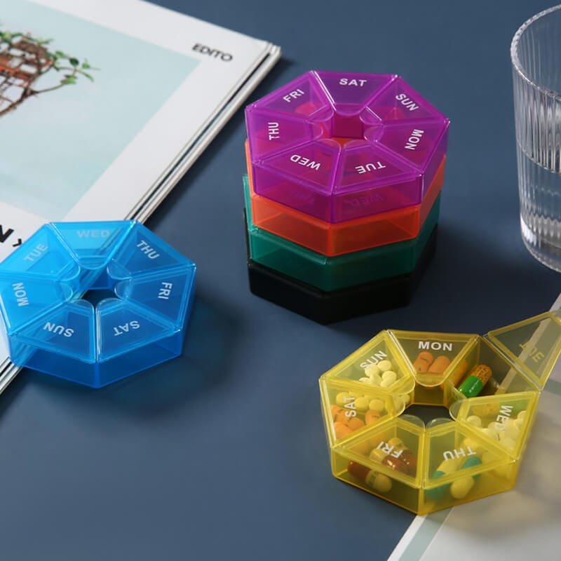 weekly heptagonal pill box 4