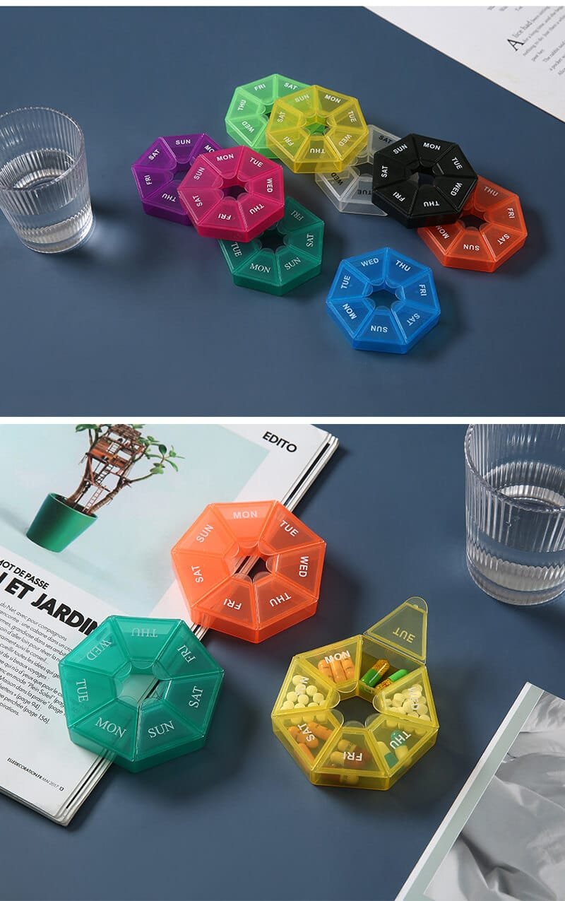 weekly heptagonal pill box product display 10 weekly heptagonal pill box product display 10