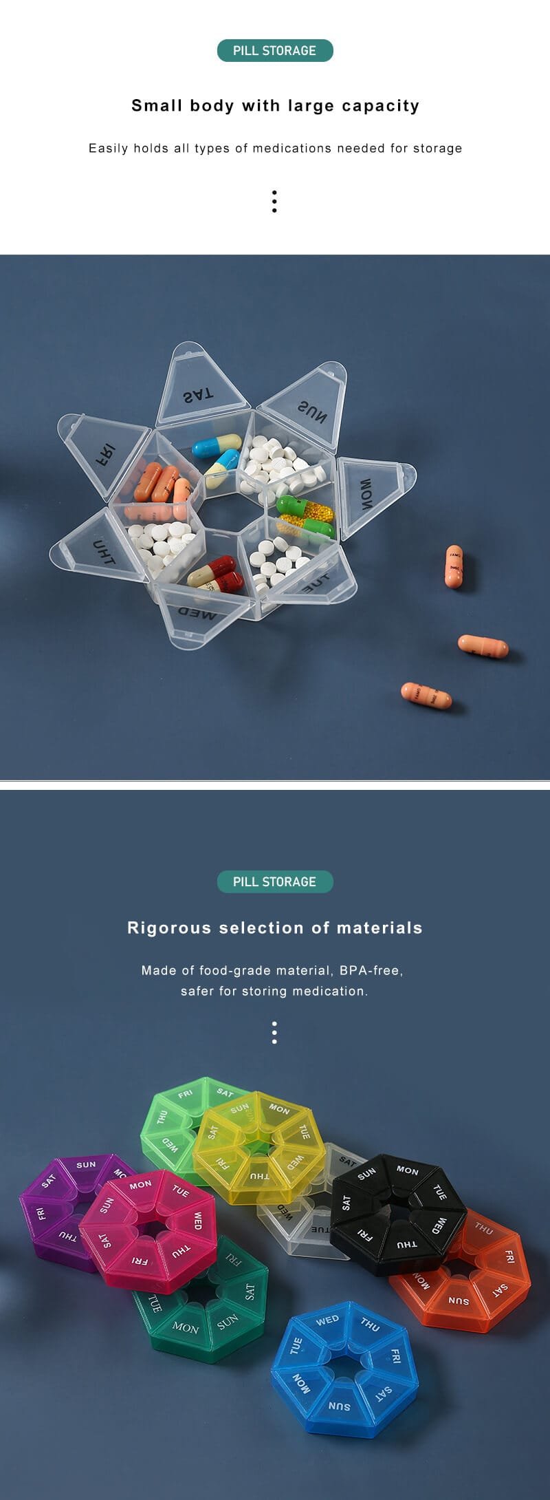 weekly heptagonal pill box product display 4 weekly heptagonal pill box product display 4