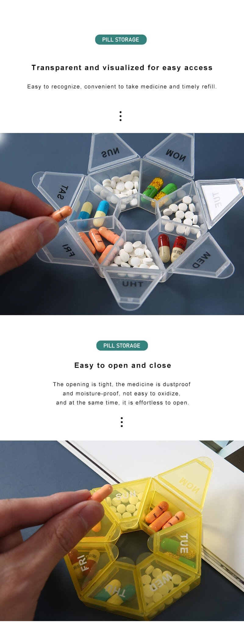 weekly heptagonal pill box product display 5 weekly heptagonal pill box product display 5