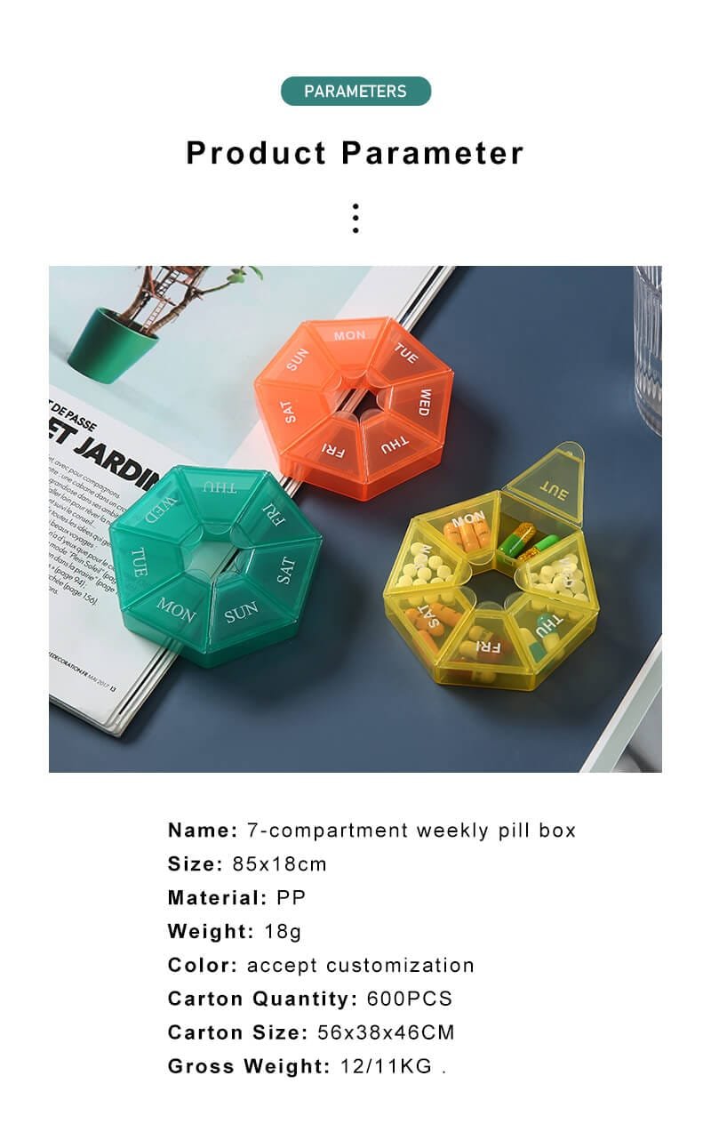 weekly heptagonal pill box product display 6 weekly heptagonal pill box product display 6