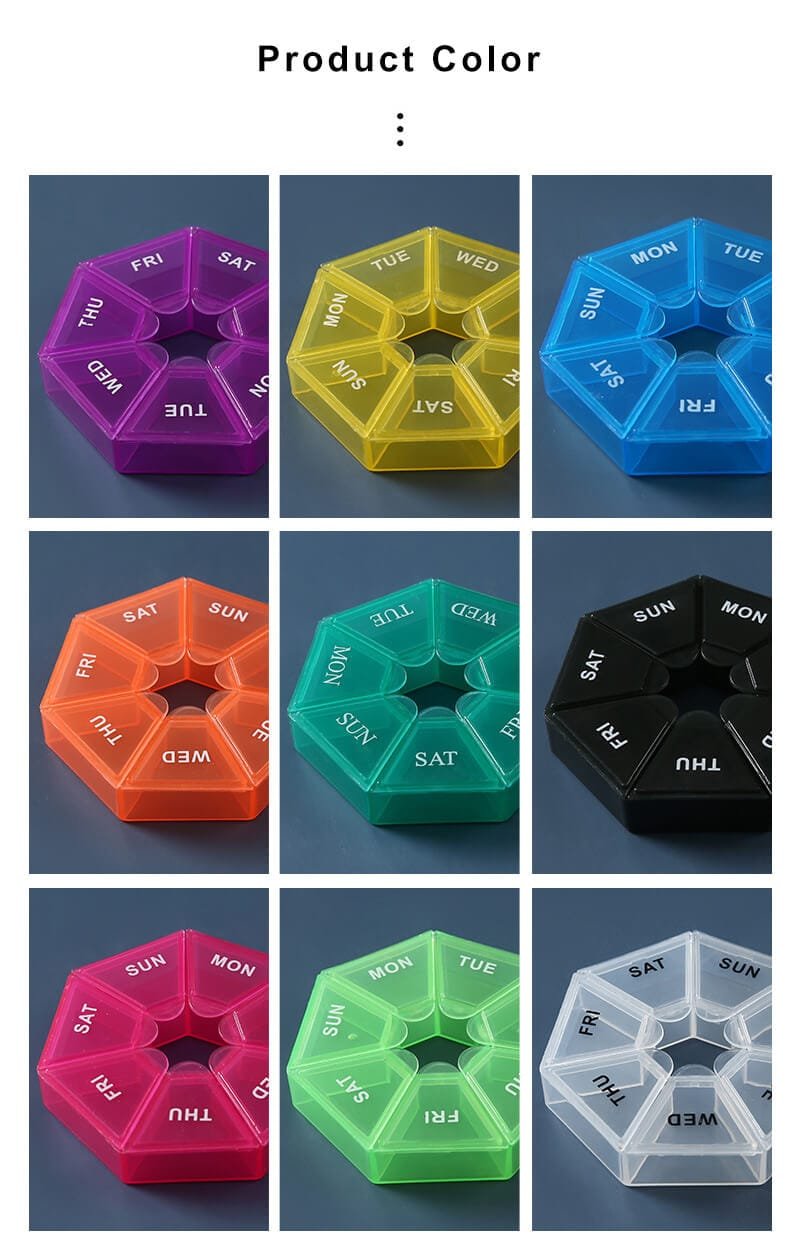 weekly heptagonal pill box product display 7 weekly heptagonal pill box product display 7
