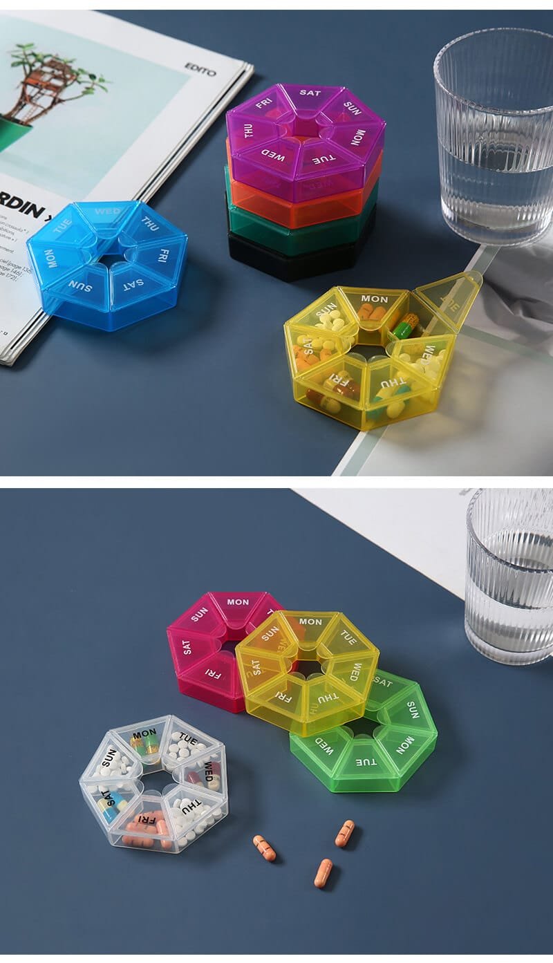 weekly heptagonal pill box product display 9 weekly heptagonal pill box product display 9