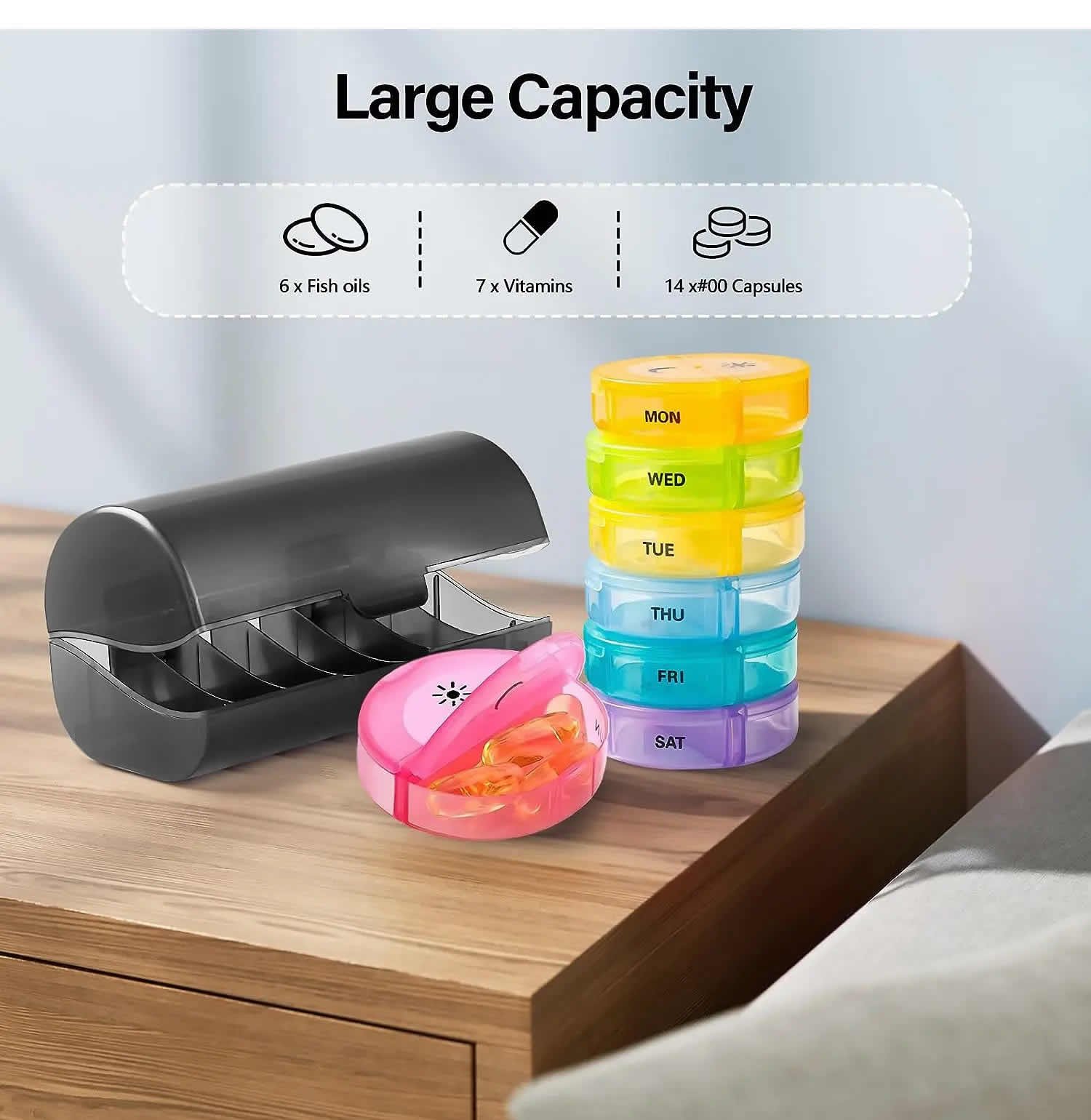 weekly round pill box product display 3 weekly round pill box product display 3