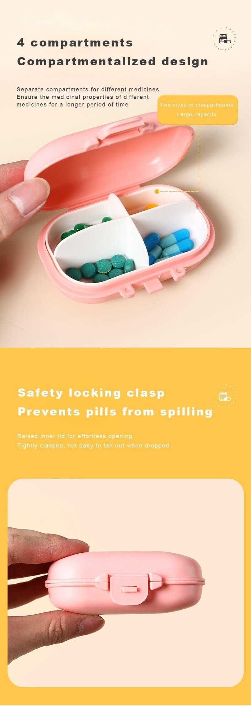 4 compartment sealed pill organizer product display 5 4 compartment sealed pill organizer product display 5