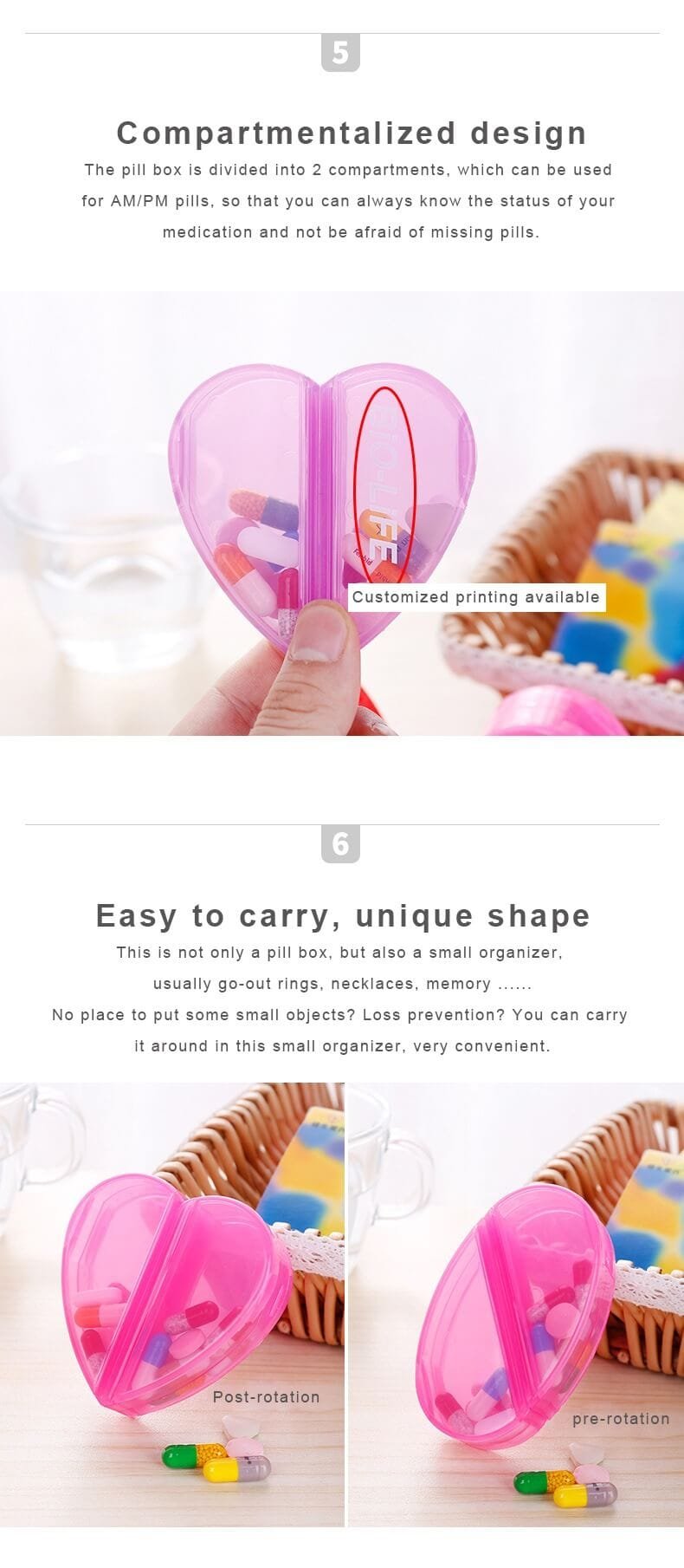 heart shape plastic pill box product display 5 heart shape plastic pill box product display 5