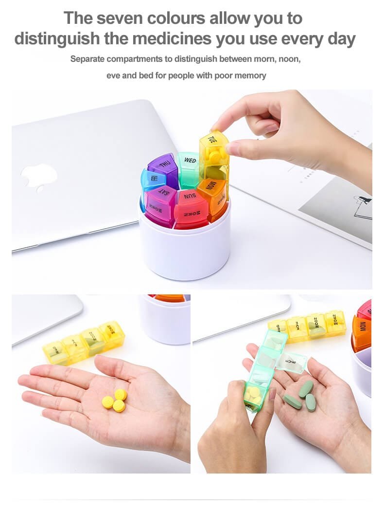 weekly round pill case product display 8 weekly round pill case product display 8