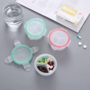 Wholesale Transparent Plastic Round Pill Box Three Compartments Sealed Small Pill Box Multifunctional Waterproof Medicine Storage Box (10)