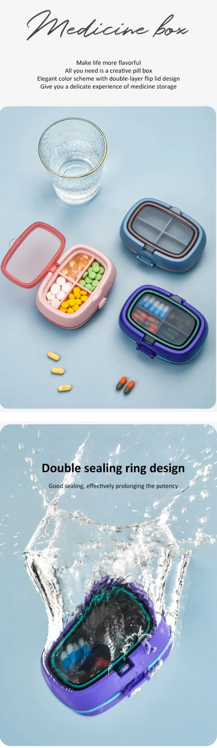10 Compartment Pill Box with Double Seal – BS0800J (3) 10 Compartment Pill Box with Double Seal – BS0800J (3)
