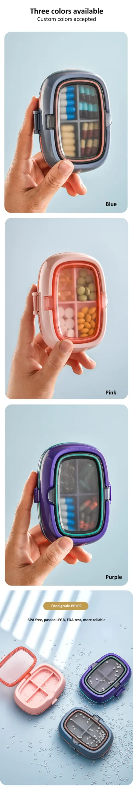 10 Compartment Pill Box with Double Seal – BS0800J (8) 10 Compartment Pill Box with Double Seal – BS0800J (8)