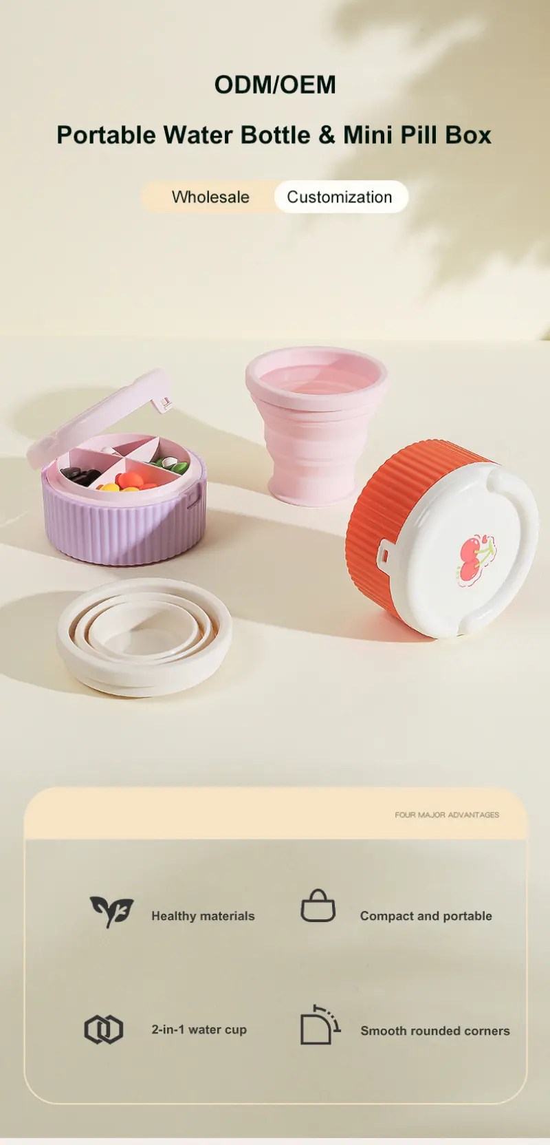 2 in 1 folding pill case with water cup. (1) 2 in 1 folding pill case with water cup. (1)