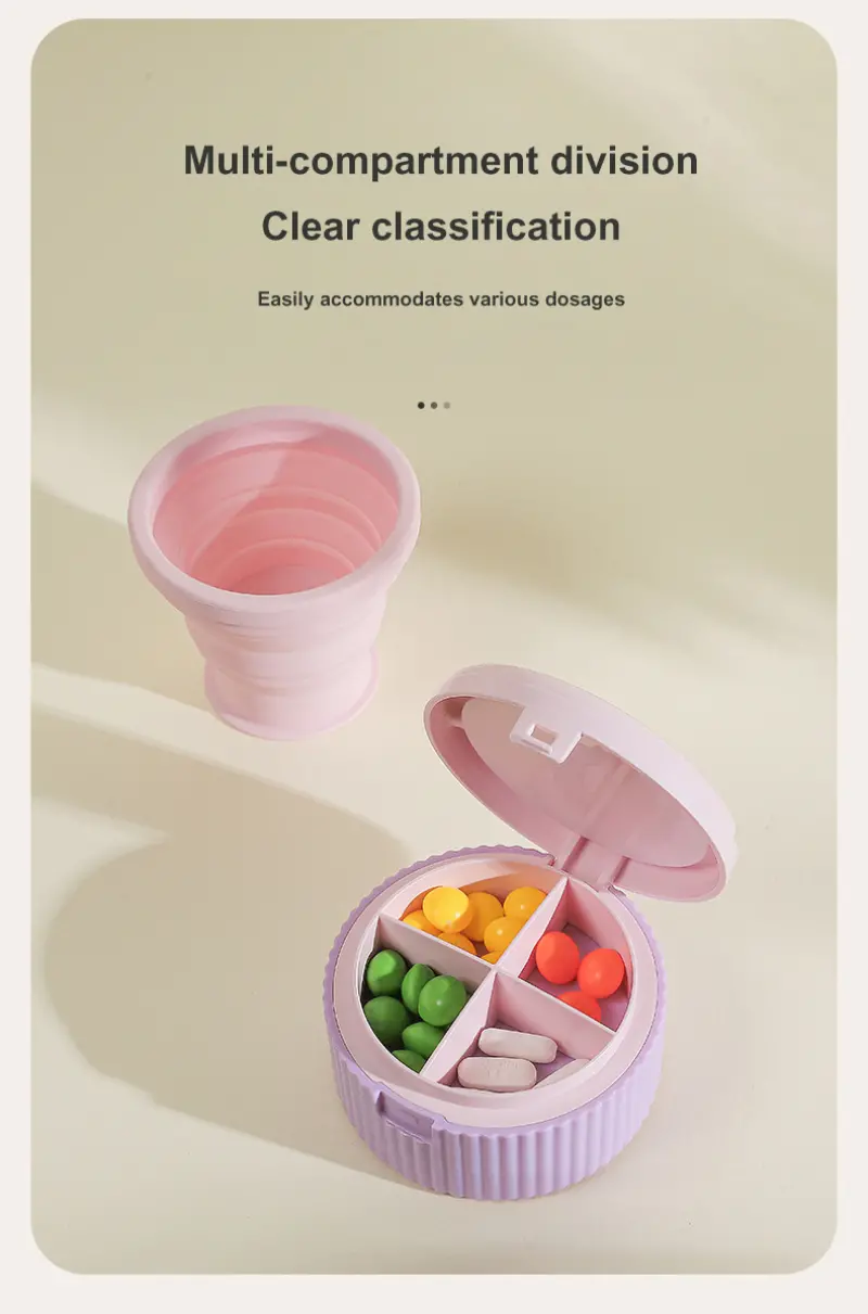 2 in 1 folding pill case with water cup. (2) 2 in 1 folding pill case with water cup. (2)