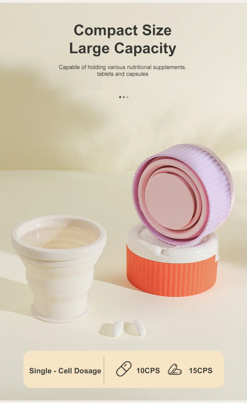 2 in 1 folding pill case with water cup. (5) 2 in 1 folding pill case with water cup. (5)
