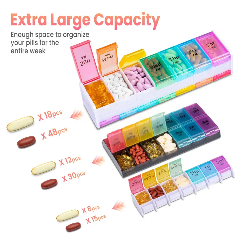 7 Day AM PM Weekly Pill Box with Double Layer Design (2) 7 Day AM PM Weekly Pill Box with Double Layer Design (2)