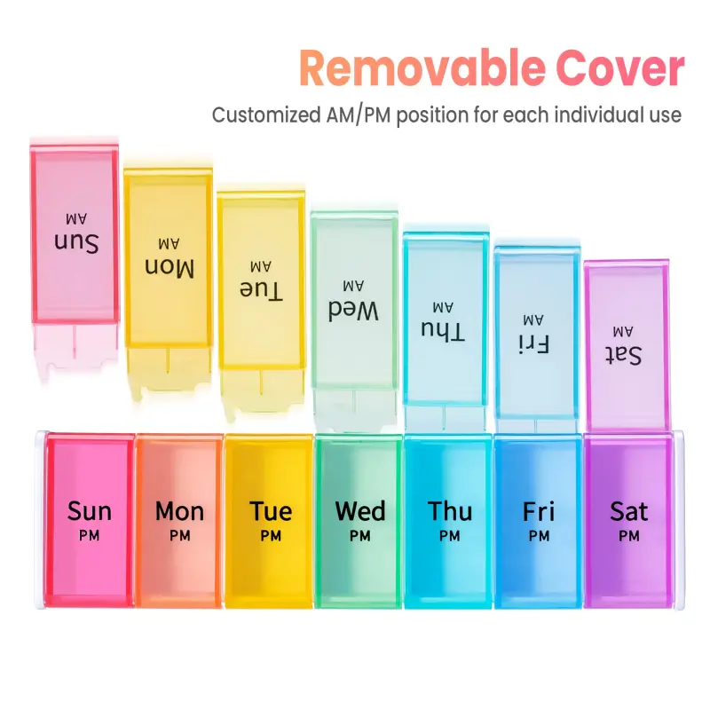 7 Day AM PM Weekly Pill Box with Double Layer Design (4) 7 Day AM PM Weekly Pill Box with Double Layer Design (4)