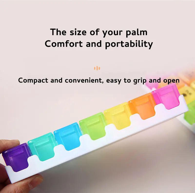 7 Day Removable Rainbow 14 compartment Pill Box – BS1312J (2) 7 Day Removable Rainbow 14 compartment Pill Box – BS1312J (2)