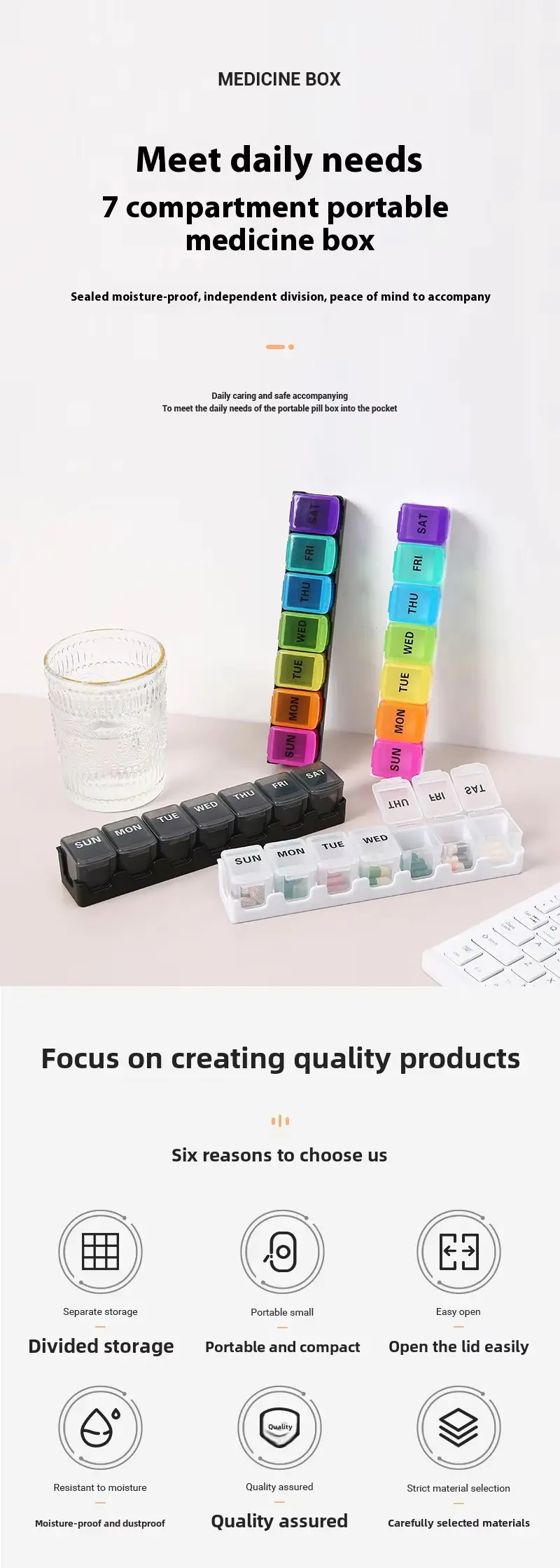 7 Day Removable Rainbow 7 compartment Pill Box – BS1311J (1) 7 Day Removable Rainbow 7 compartment Pill Box – BS1311J (1)