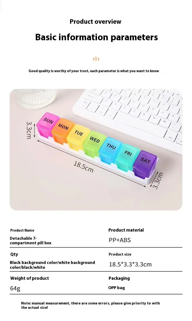 7 Day Removable Rainbow 7 compartment Pill Box – BS1311J (6) 7 Day Removable Rainbow 7 compartment Pill Box – BS1311J (6)