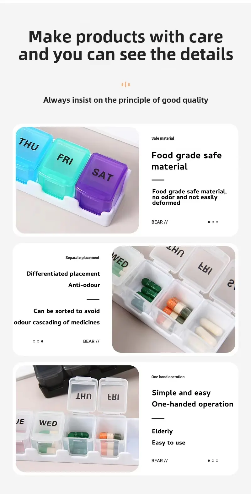 7 Day Removable Rainbow 7 compartment Pill Box – BS1311J (7) 7 Day Removable Rainbow 7 compartment Pill Box – BS1311J (7)