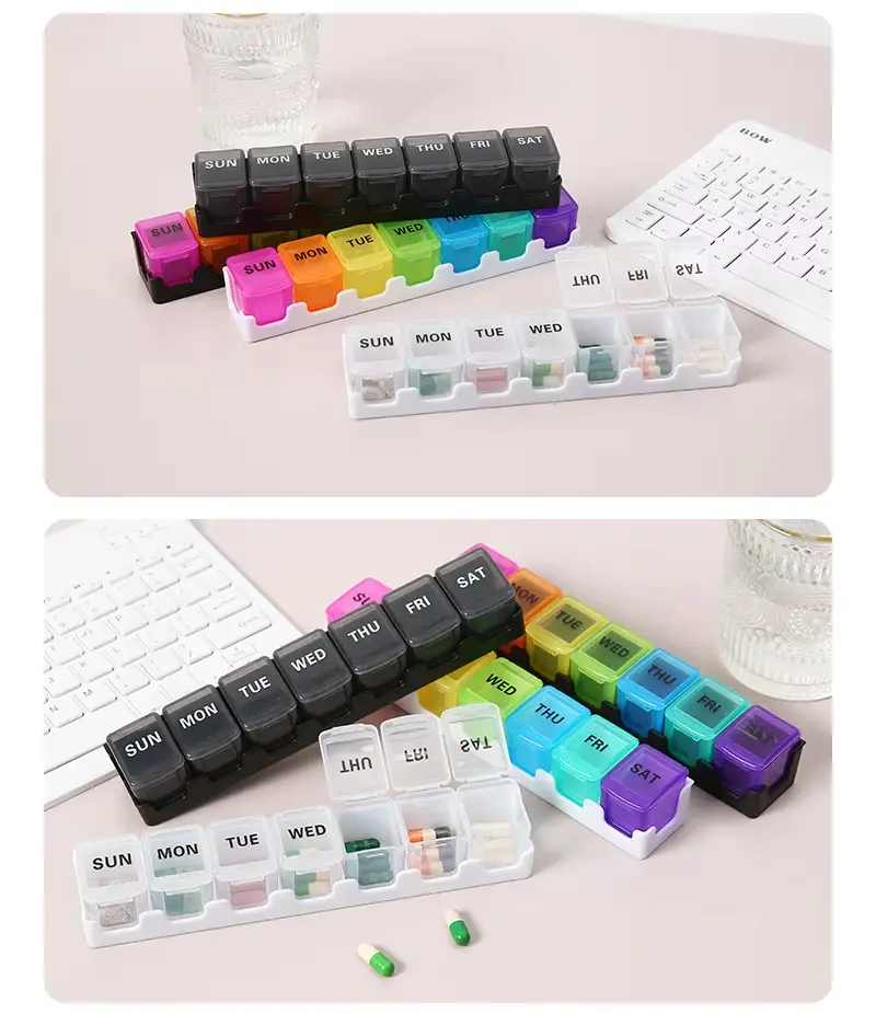 7 Day Removable Rainbow 7 compartment Pill Box – BS1311J (9) 7 Day Removable Rainbow 7 compartment Pill Box – BS1311J (9)