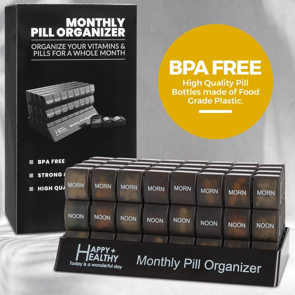 Month Pill Box Organizer 4 Times a Day Morning Noon Evening Night Large 32 Daily Pill Cases Travel Monthly Pill Organizer (7) Month Pill Box Organizer 4 Times a Day Morning Noon Evening Night Large 32 Daily Pill Cases Travel Monthly Pill Organizer (7)