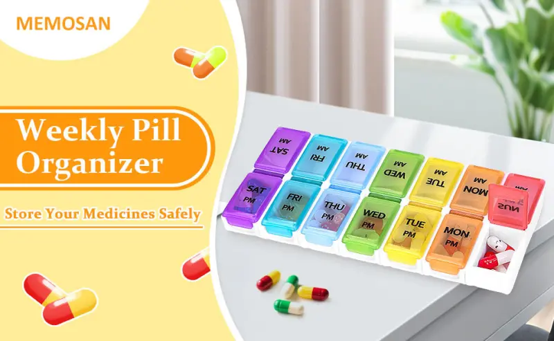 Portable 7 Day Pill Box with AMPM Compartments BS0753J (1) Portable 7 Day Pill Box with AMPM Compartments BS0753J (1)