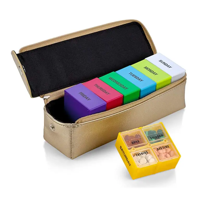 Weekly Pill Organizer with Removable Daily Cases (2)