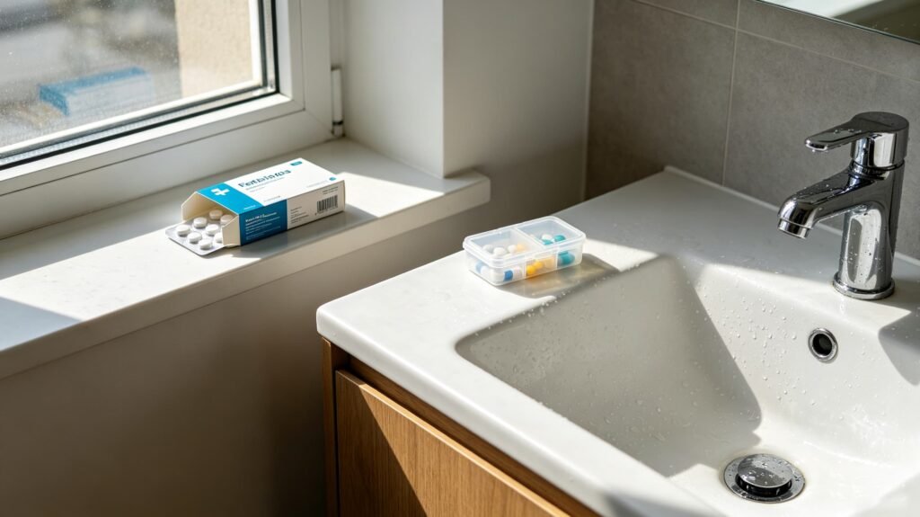 Flat‑lay comparison of supplement types suitable and unsuitable for pill‑box storage Flat‑lay comparison of supplement types suitable and unsuitable for pill‑box storage